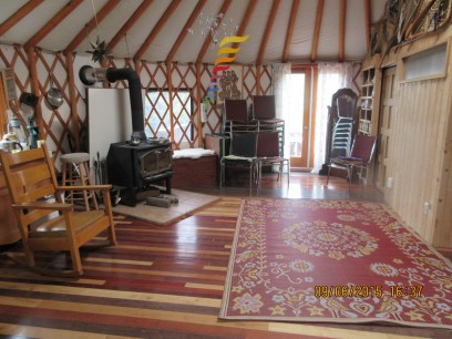 The inside of the yurt!
